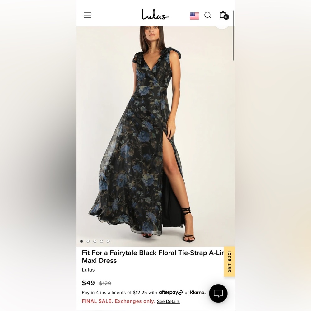 Fit for a Fairytale Black Floral Tie-Strap A-Line Maxi Dress